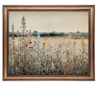 Yeechine Lienzo decorativo vintage enmarcado en oro, paisaje francés clásico, flores silvestres, pintura botánica, lienzo impreso, cocina, sala de estar, decoración de pared (Campeón Fleuri, 8 x 10