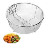 Yeeda Cestas de freír de acero inoxidable con mango, Colador de acero inoxidable, Cesta de blanqueo, Skimmer de freidora para chips de cocina Anillos de cebolla ala de pollo