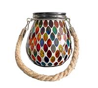 Yeeda Faroles solares de mosaico, faroles de mosaico para exteriores, impermeables, lámparas de proyección de luces nocturnas de vidrio impermeables para patio, jardín, decoración de fiestas