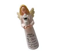 Yeeda Figura de ángel de la guarda, figura de resina curativa, estatua de ángel de la amistad, escultura, figuras pintadas a mano, regalo de aliento, amor, gratitud, tristeza