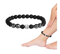 Yeeda obsidiana para Mujer y Hombre - Pulsera Tobillo con Cuentas Negras Tobilleras Ajustables obsidiana - Pulseras Tobillo con protección Chakra, 1 Pieza