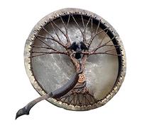 Yeeda Tambor chamano, tambores chamanos con baqueta de tambor, herramienta de curación de sonido siberiano hecha a mano, símbolo de la música espiritual del tambor siberiano