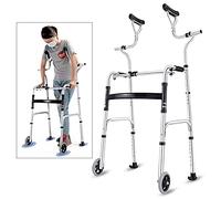 YEEDOO Case Andador para Personas Mayores con Soporte Axilar, Muleta Plegable de Aluminio Resistente con Ruedas, Andador Vertical para Personas Altas, Carga 190 kg
