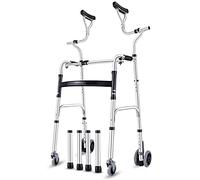YEEDOO Case Andador para Personas Mayores con Soporte Axilar, Muleta Plegable de Aluminio Resistente con Ruedas, Andador Vertical para Personas Altas, Carga 190 kg