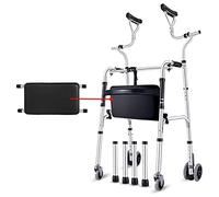 YEEDOO Case Andador para Personas Mayores con Soporte Axilar, Muleta Plegable de Aluminio Resistente con Ruedas, Andador Vertical para Personas Altas, Carga 190 kg