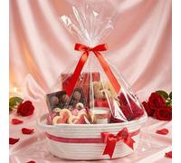 Yeeeasy - Cesta de regalo con lazo y bolsa de regalo Simplicity para decoración del hogar, cesta de cuerda vacía de 13.5 x 8.5 x 5.5 pulgadas, cesta de juguetes para bebé con asas, color blanco