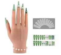 YEEFAIRY Maniquí de Silicona Realista 22cm & Kit de 528 Unidades de Uñas de Acrílico para Entrenamiento de Arte de Uñas Mano Artificial Modelo Fotografía y Exposición DIY (Destra, Bronceado)