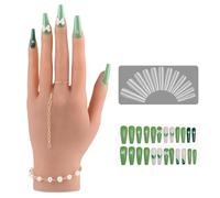 YEEFAIRY Maniquí de Silicona Realista 22cm & Kit de 528 Unidades de Uñas de Acrílico para Entrenamiento de Arte de Uñas Mano Artificial Modelo Fotografía y Exposición DIY (Sinistra, Bronceado)