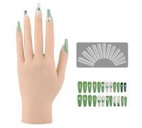 YEEFAIRY Maniquí de Silicona Realista 22cm & Kit de 528 Unidades de Uñas de Acrílico para Entrenamiento de Arte de Uñas Mano Artificial Modelo Fotografía y Exposición DIY (Sinistra, Piel Clara)
