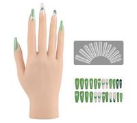 YEEFAIRY Maniquí de Silicona Realista 22cm & Kit de 528 Unidades de Uñas de Acrílico para Entrenamiento de Arte de Uñas Mano Artificial Modelo Fotografía y Exposición DIY (Destra, Piel Clara)