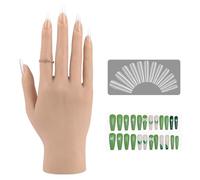 YEEFAIRY Maniquí de Silicona Realista 22cm & Kit de 528 Unidades de Uñas de Acrílico para Entrenamiento de Arte de Uñas Mano Artificial Modelo Fotografía y Exposición DIY (Destra, Tono Medio)