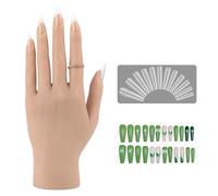 YEEFAIRY Maniquí de Silicona Realista 22cm & Kit de 528 Unidades de Uñas de Acrílico para Entrenamiento de Arte de Uñas Mano Artificial Modelo Fotografía y Exposición DIY (Sinistra, Tono Medio)