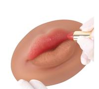YEEFAIRY Muñeco Labial 3D Silicona Platino & 1 Kit de Labiales para Práctica de Maquillaje y Tatuaje Labios Artificiales Realistas Herramienta para Principiantes en Belleza SFX (M, Bronceado)