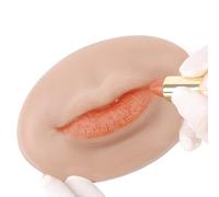 YEEFAIRY Muñeco Labial 3D Silicona Platino & 1 Kit de Labiales para Práctica de Maquillaje y Tatuaje Labios Artificiales Realistas Herramienta para Principiantes en Belleza SFX (S, Tono Medio)