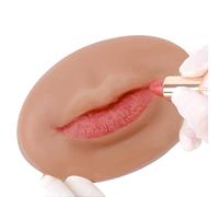 YEEFAIRY Muñeco Labial 3D Silicona Platino & 1 Kit de Labiales para Práctica de Maquillaje y Tatuaje Labios Artificiales Realistas Herramienta para Principiantes en Belleza SFX (S, Bronceado)