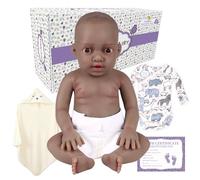 YEEFAIRY Muñeco Realista Silicona Nuevo Nacido de 43cm Vivaquense con Étnicas Mixtas Niño Afroamericano con Ojos Abiertos 2,85kg Experiencia Terapéutica de Cura Emocional Compañerismo, Negro