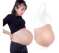 YEEFAIRY Vientre Embarazado Artificial de Silicona Completo Prótesis de Embarazo para Actores de Teatro Vestuario para Representaciones Cine y Cosplay Maternidad Realista (8-10 meses, S, Tono Medio)