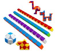 Yeefunjoy 12 Piezas Serpiente Mágica, Magico de Serpiente con 24 Bloques Serpiente Magic Snake Cube, Regalos Cumpleaños Niños Colegio 3D Juguetes de Rompecabezas para Niñas Niños Fiestas Favores