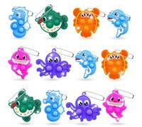 Yeefunjoy 12Piezas Mini Llavero de Silicona Juguetes, Mini Animales Sensorial Bubble Juguete Pop Fidget It Toys, Juguete Antiestres Recuerdos de Fiesta para Niños Adultos Autismo Gadgets de Fiesta