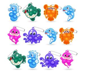 Yeefunjoy 12Piezas Mini Llavero de Silicona Juguetes, Mini Animales Sensorial Bubble Juguete Pop Fidget It Toys, Juguete Antiestres Recuerdos de Fiesta para Niños Adultos Autismo Gadgets de Fiesta