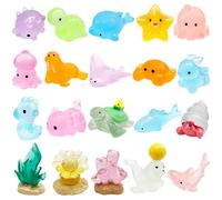 Yeefunjoy 20 Piezas Mini Animales de Resina Luminosa, Mini Marinos Animales Figuras en Miniatura, Figuras de Océano para Micro Paisaje Jardín Casa de Muñecas Decoración para Acuario Manualidades