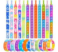 Yeefunjoy 24 Pcs Pop Fidget It Pulsera Ajustable para Niños,Juguete de Pulsera Fidget Toy,Juguete antiestrés Juguetes Fidget para Estirar Juegos de Fiesta aliviar el estrés Pulseras niños cumpleaños