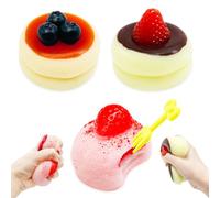 Yeefunjoy 3 Piezas Postre Squishy, Taba Squishy Postre Juguetes Forma de Tarta Squishy Juguetes Esponjosos Sensoriales Ultra Suaves para Aliviar el Estrés descompresión Regalos para Niños y Adultos