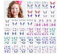 Yeefunjoy 36 Hojas de Tatuajes Temporales para Niños, Impermeables Tatuajes Temporales Niños Pegatinas, Tatuajes Temporales de Mariposa para Niñas, Navidad Cumpleaños Maquillaje Fiesta de Regalo