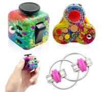 Yeefunjoy 3PCS Juguete Antiestrés, Stress Cube, Fidget Pad, Flippy Chain, Antiestrés Cubo Controller con 6 módulos relajantes, Regalos Fiestas de Navidad cumpleaños para niños y Adultos Anti-ansiedad