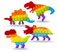 Yeefunjoy 4 Pcs Pop Fidget It Toys Set, Juguetes Antiestres Niños, Sensorial Herramientas para Adultos y Niños, Dinosaurio Popit para Aliviar el Estrés y la Ansiedad, Cumpleaños Regalos para Fiestas