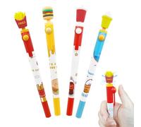 Yeefunjoy 4 Piezas Bolígrafos de Tinta de Gel de Animados, Bonitos cabeza de silicona con Tema Alimentario Tinta Negra Bolígrafo de Gel Antiestrés, Giratorio Bolígrafos para la Escuela la Oficina