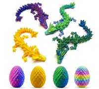Yeefunjoy 4 Piezas Dragón Impreso en 3D con Huevo, Articulaciones Móviles Juguete Fidget, Modelos de Huevos de Dragón para Automóviles Decoración de la Oficina y el Hogar Juguetes de Escritorio