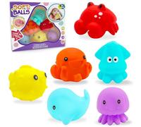 Yeefunjoy 6 Piezas Juguetes de Baño, Juguetes Bañera Animales Marinos Juguetes Piscina Sensorial Silicona Juguetes de Piscina Squeeze para Bañera Flotante en Agua Regalos para Niños Niñas 1 2 3 Años