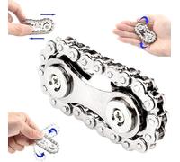 Yeefunjoy Fidget Chain Toys, Bike Chain Gear, Rodamiento duradero y liso, Double Gears Juguetes utilizados para aliviar el estrés, la ansiedad, Autismo Regalo de cumpleaños para Adultos y niños, Plata
