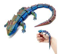 Yeefunjoy Impreso en 3D Dragón Lagarto, Articulaciones Flexibles Juguete Fidget Reptil Anti estrés Decoración del Hogar y Oficina Regalos de Cumpleaños Navidad para Niños y Adultos (Rojo-Verde -Azul)