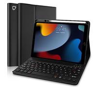 Yeegnar Teclado iPad 9 EME Generation, Carcasa Teclado Compatible con iPad 9/8/7ª Generación (Modelo: A2602, A2604), AZERTY (Disposición francesa) (iPencil no incluido), Negro