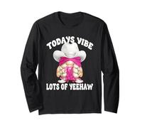 Yeehaw Cowgirl GNOME Motif For Line Dance Women Pink Western Manga Larga