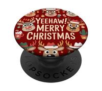 Yeehaw feliz navidad renos Cowboy PopSockets PopGrip Adhesivo