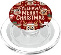Yeehaw feliz navidad renos Cowboy PopSockets PopGrip para MagSafe