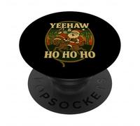 Yeehaw Ho Funny Christmas Cowboy Santa Riding PopSockets PopGrip Adhesivo