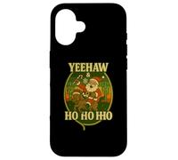 Yeehaw Ho Funny Christmas Cowboy Santa Wild West Xmas Carcasa para iPhone 16