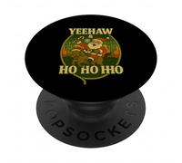 Yeehaw Ho Funny Christmas Cowboy Santa Wild West Xmas PopSockets PopGrip Adhesivo