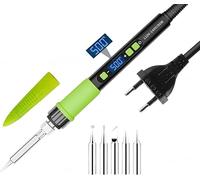 YEEHONEC Soldador de estaño 90W con LCD Temperatura Ajustable 180℃-500℃, Modo Auto Sleep, 5 Puntas de Soldadura Diferentes, Kit para reparaciones y principiantes