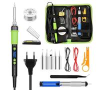 YEEHONEC Soldador de estaño 90W,Soldador estaño con Temperatura Ajustable 180℃-500℃, Modo Auto Sleep, 5pcs Puntas, Bomba Desoldadora, Soporte, Pinzas Antiestáticas, Alambre de Soldadura