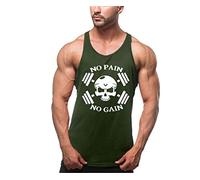 YeeHoo Hombres Camisetas de Gym Culturismo Muscle No Pain No Gain Tanque de la Manera Tapas del elástico