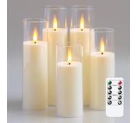 Yeelida Acrílico Velas LED parpadeantes sin llama con mando a distancia y Temporizador, Funcionan con pilas 5,5cm x 12,5 15 17,5 20 20cm Velas de plástico para el hogar (Larga duración, Marfil)