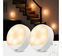 Yeelight Paquete de 2 luces nocturnas recargables con sensor de movimiento, blanco cálido, 750 mAh, luz nocturna inalámbrica tipo C, luz nocturna LED