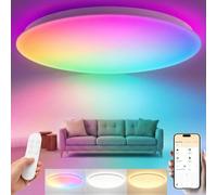 Yeelight Plafon LED Techo Inteligente 60cm, 4800LM Lampara Techo RGBCW Regulable, 2700K-6500K, Instalación Rápida, 16 Millones de Colores DIY, Compatible con Alexa y Google, App/Mando a Distancia