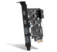 YEELIYA Tarjeta PCIe USB de 6 Puertos PCI Express a Tipo C (2), USB A (2) con Conector Interno de 19 Pines/Adaptador de Panel Frontal E (Tecla A) para PC de Escritorio