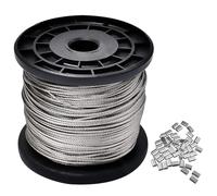 YEENAIV Cuerda de Alambre de 100 m, Cable de Acero Tensores de Alambre con Tensor Cuerda M5, para Exteriores Plantas Trepadoras Tendedero Exterior Lámpara Colgante Jardín o Manualidades